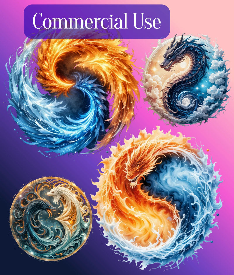 Fantasy Yin Yang Clipart Bundle - CraftNest - Digital Crafting and Art