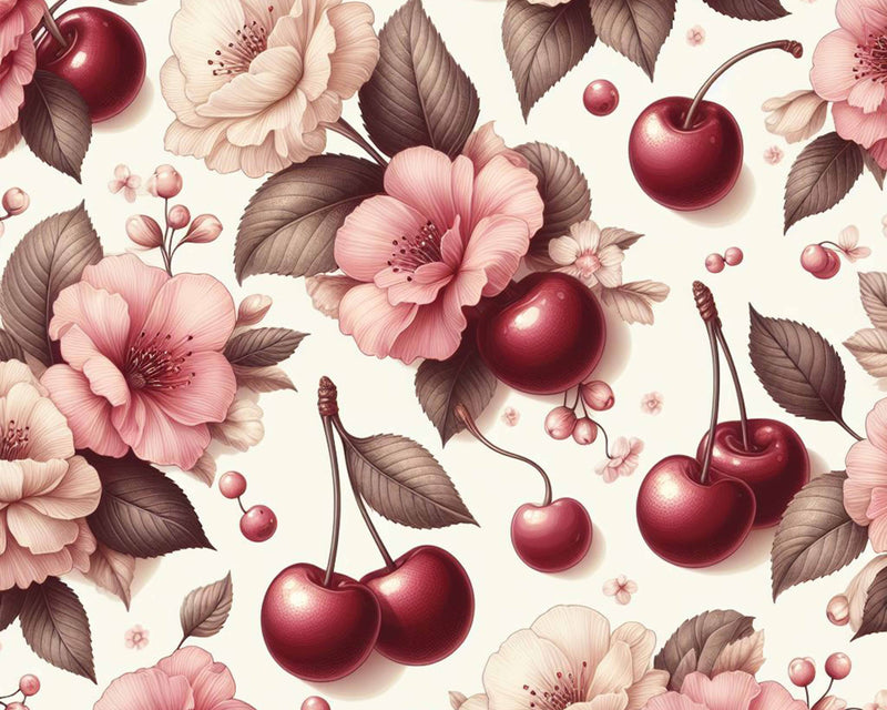 Cherry Seamless Digital Paper - CraftNest - Digital Crafting and Art