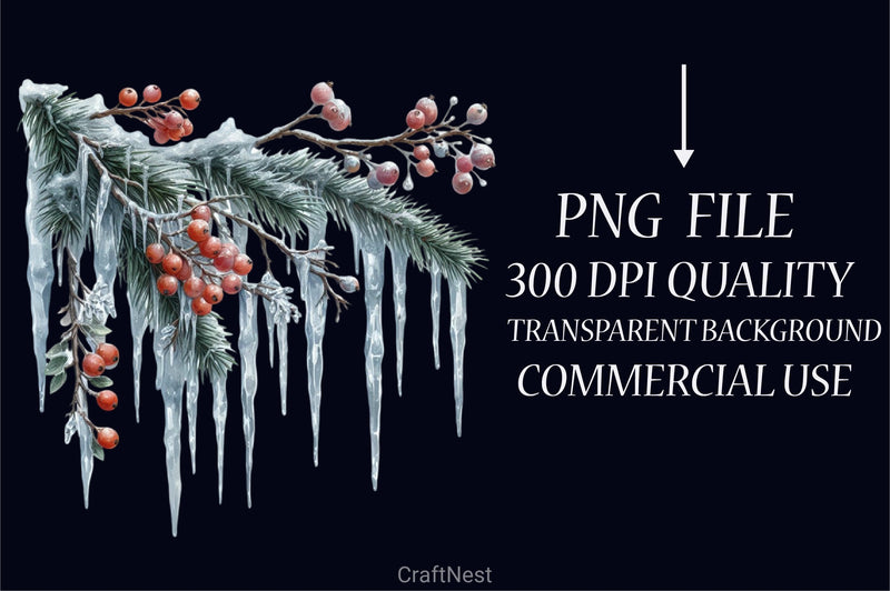 Icicles Branch Clipart Bundle - CraftNest - Digital Crafting and Art