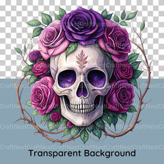 Purple Floral Skull Clipart Bundle - CraftNest - Digital Crafting and Art