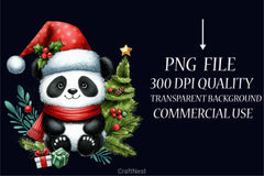 Christmas Panda Clipart Bundle 3 - CraftNest - Digital Crafting and Art