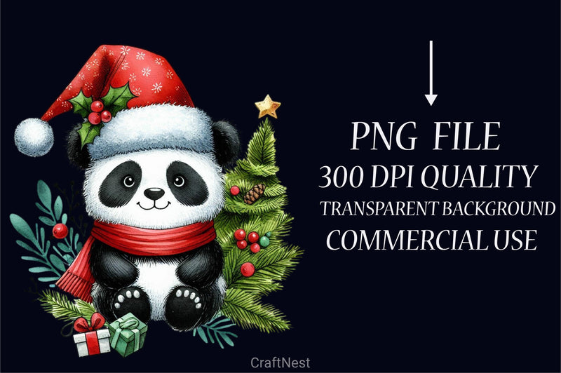 Christmas Panda Clipart Bundle 3 - CraftNest - Digital Crafting and Art
