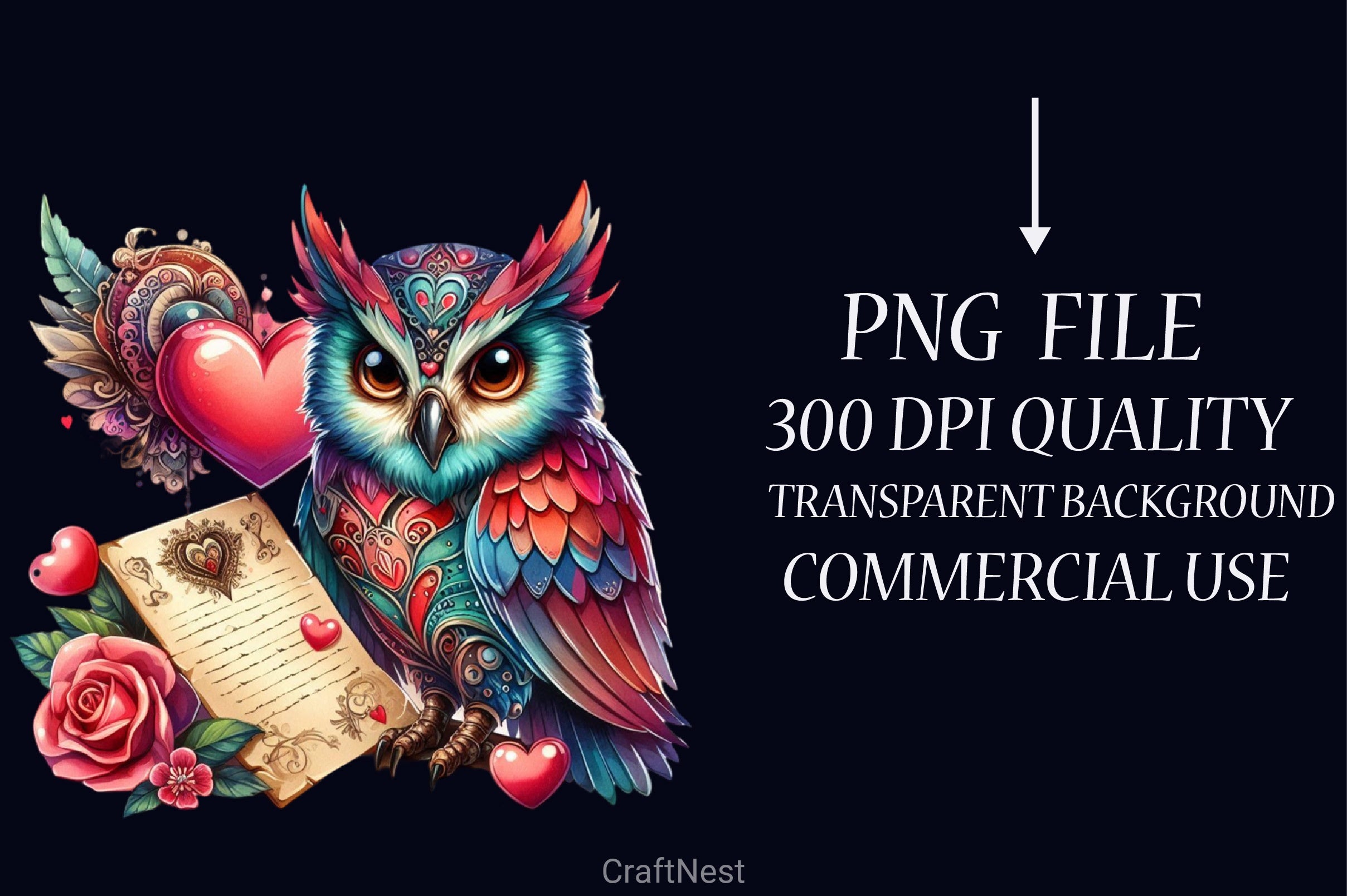 Valentine Owl Clipart Bundle 2 - CraftNest - Digital Crafting and Art