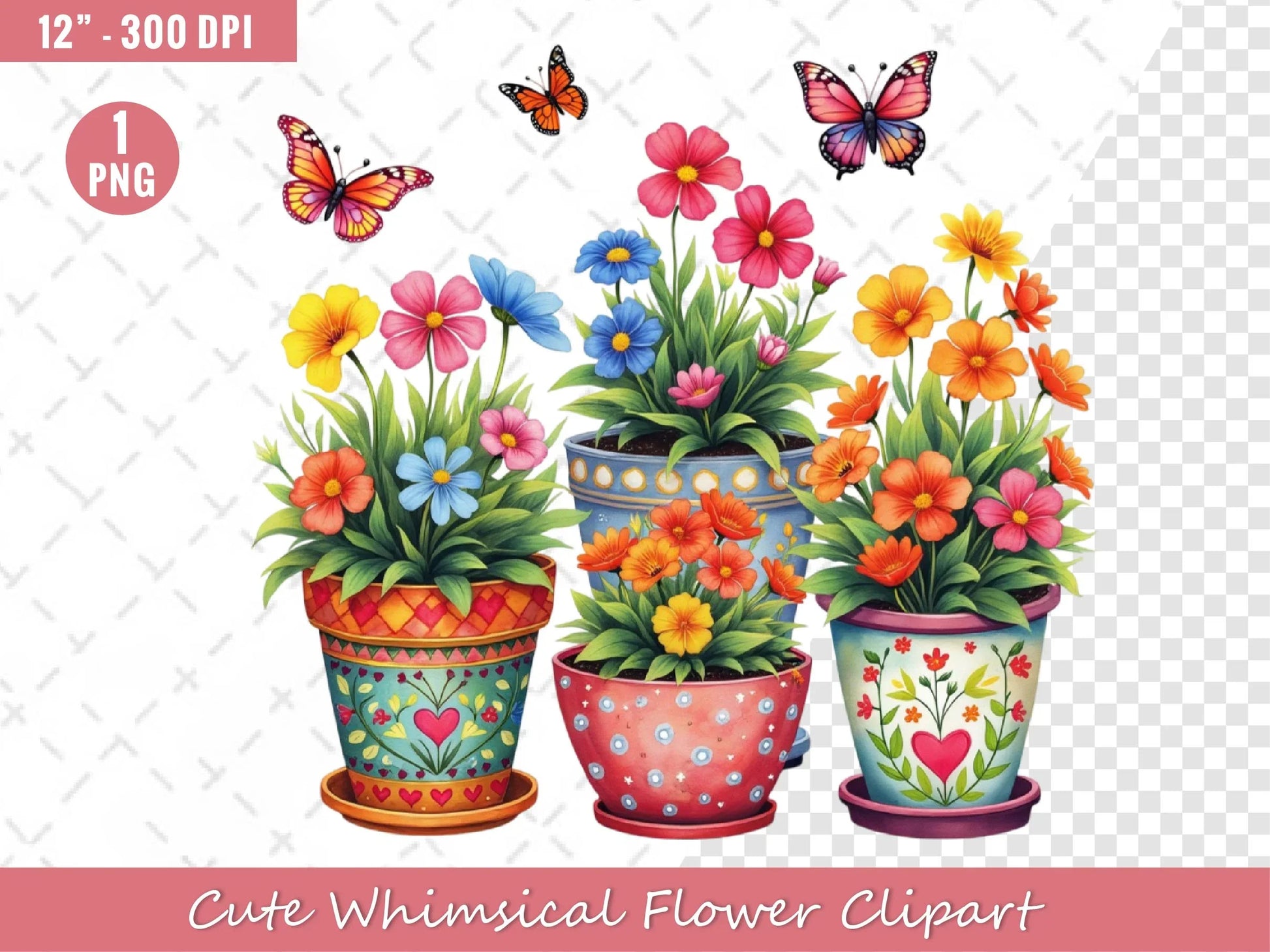 Cute Whimsical Flower Clipart Bundle - CraftNest - Digital Crafting and Art