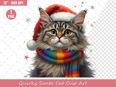 Quirky Santa Cat Clip Art Clipart Bundle - CraftNest - Digital Crafting and Art