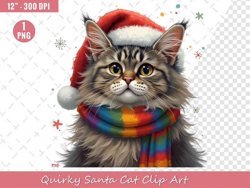 Quirky Santa Cat Clip Art Clipart Bundle - CraftNest - Digital Crafting and Art