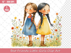 Best Friends Little Girls Clip Art Clipart Bundle - CraftNest - Digital Crafting and Art
