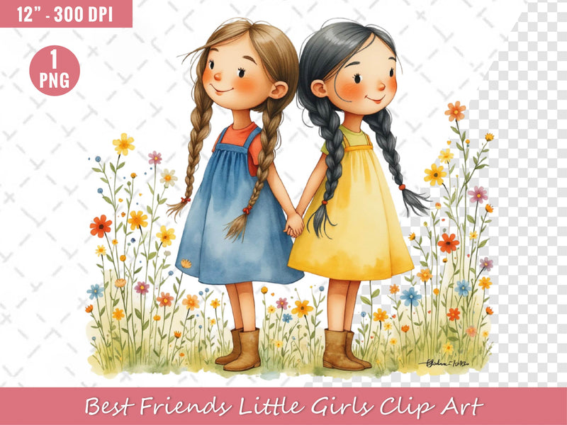 Best Friends Little Girls Clip Art Clipart Bundle - CraftNest - Digital Crafting and Art