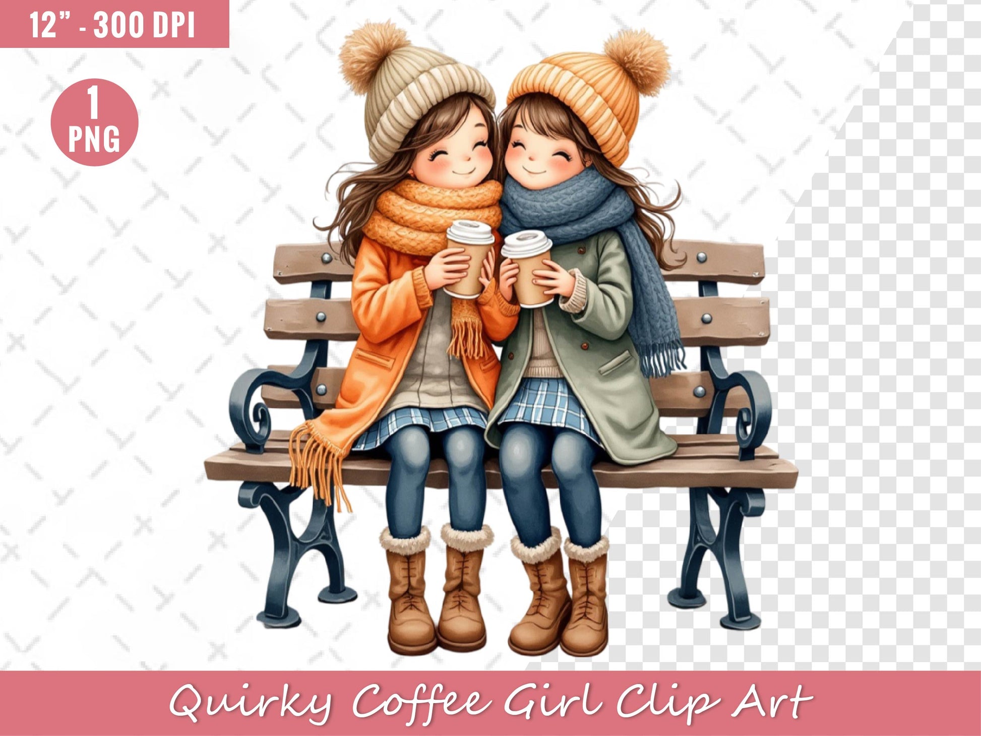 Quirky Coffee Girl Clip Art Clipart Bundle - CraftNest - Digital Crafting and Art