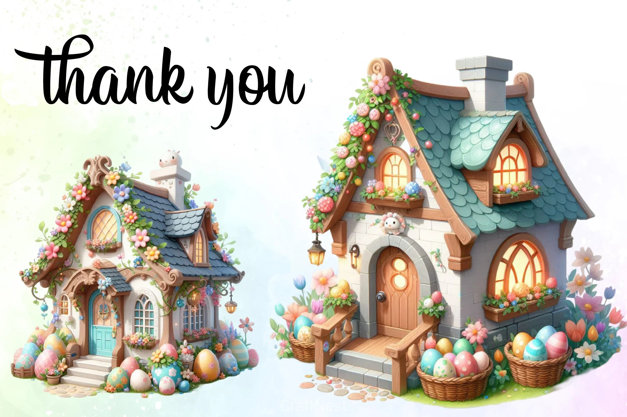 Easter House Clipart Bundle - CraftNest - Digital Crafting and Art