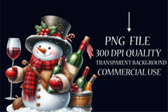 Snowman Christmas Wine Clipart Bundle - CraftNest - Digital Crafting and Art