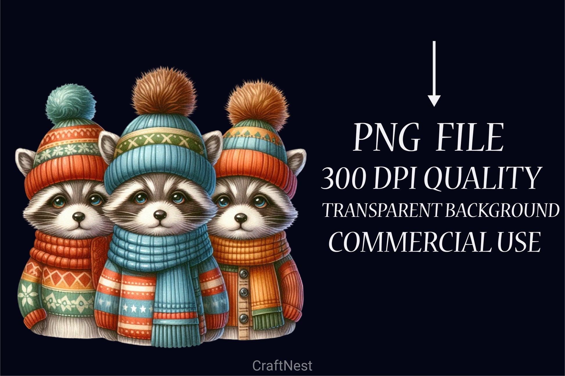 Christmas Raccoons Clipart Bundle - CraftNest - Digital Crafting and Art