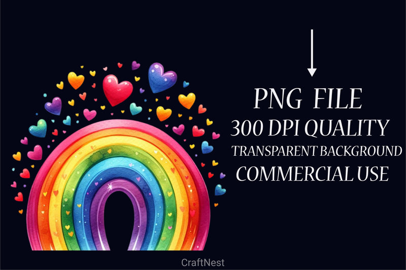 Valentine's Day Rainbow Clipart Bundle - CraftNest - Digital Crafting and Art