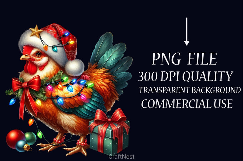 Christmas Chickens Clipart Bundle - CraftNest - Digital Crafting and Art