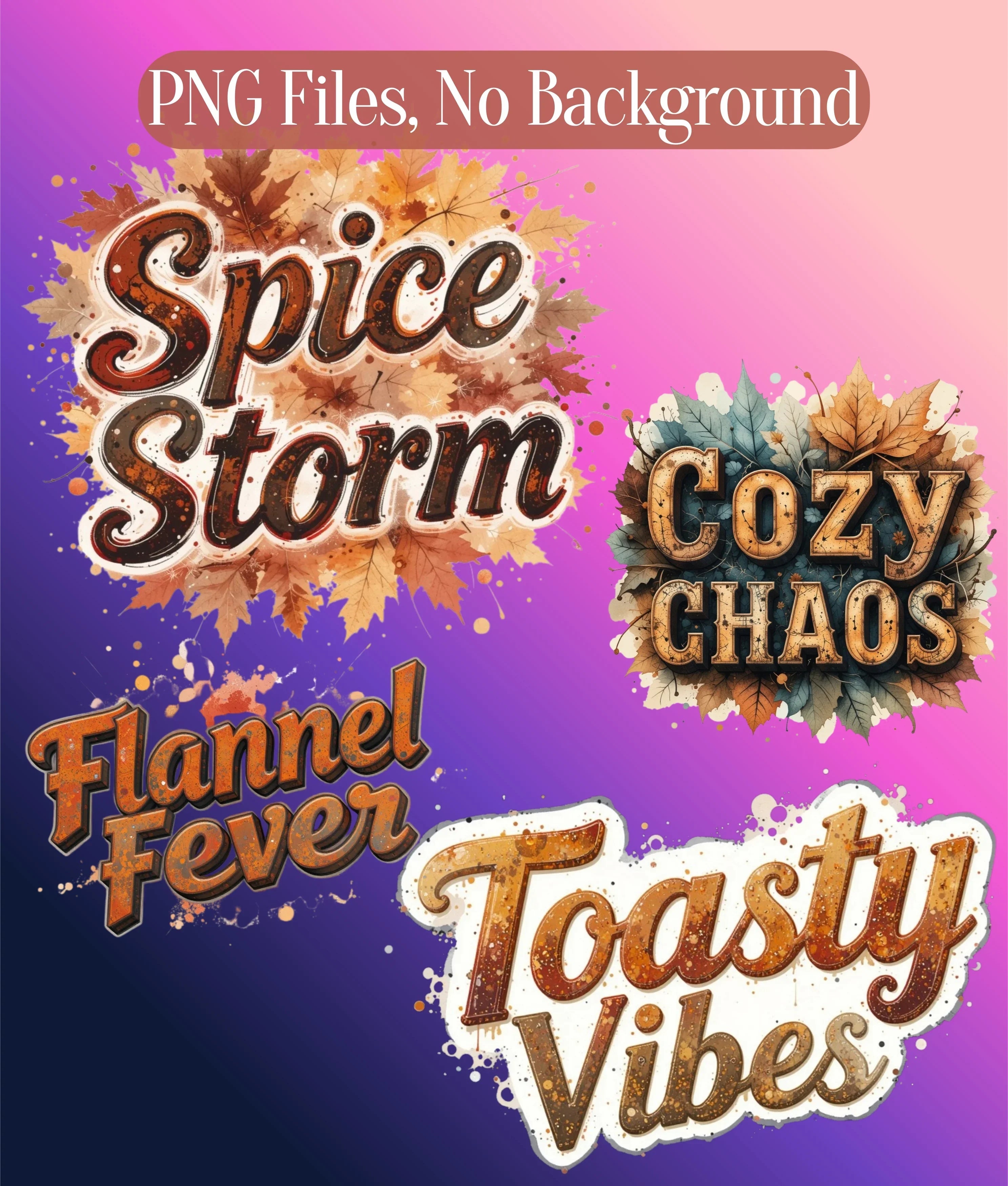 Fall Retro Distressed Text Clipart Bundle - CraftNest - Digital Crafting and Art