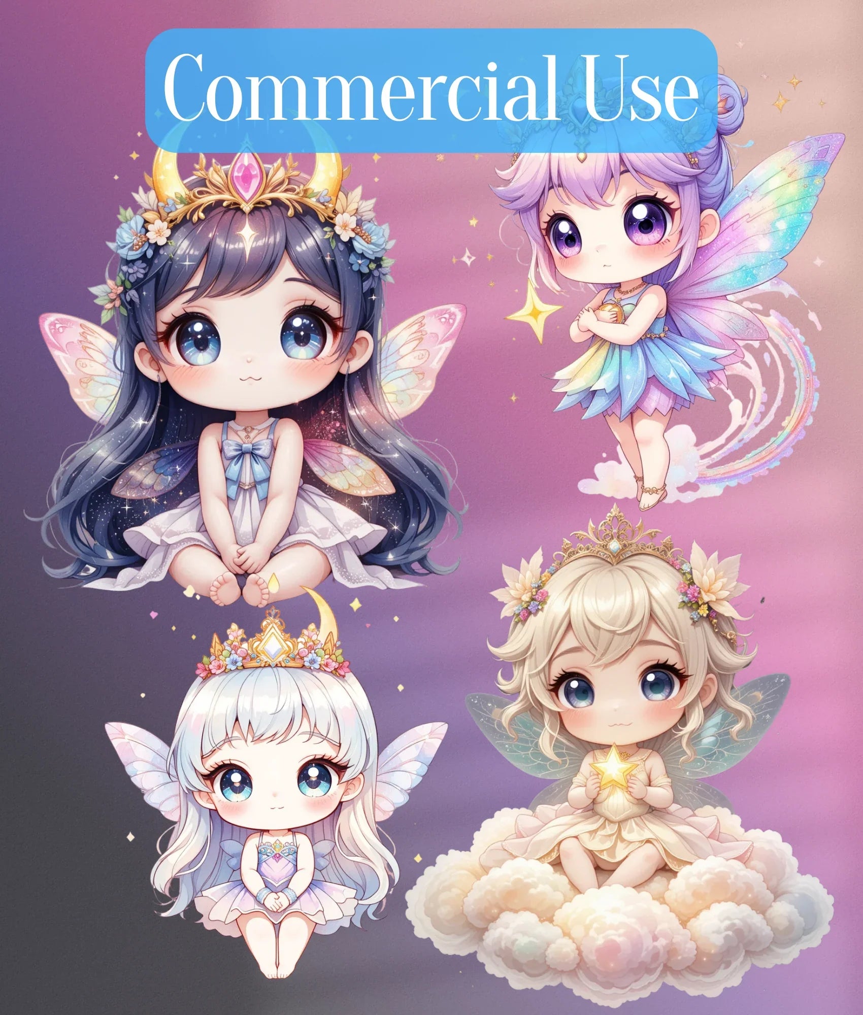 Kawaii Baby Celestial Fairy Clipart Bundle - CraftNest - Digital Crafting and Art