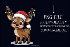 Christmas Reindeer Clipart Bundle 3 - CraftNest - Digital Crafting and Art