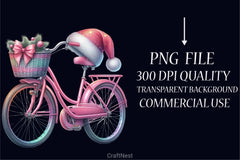 Christmas Bicycle Clipart Bundle - CraftNest - Digital Crafting and Art