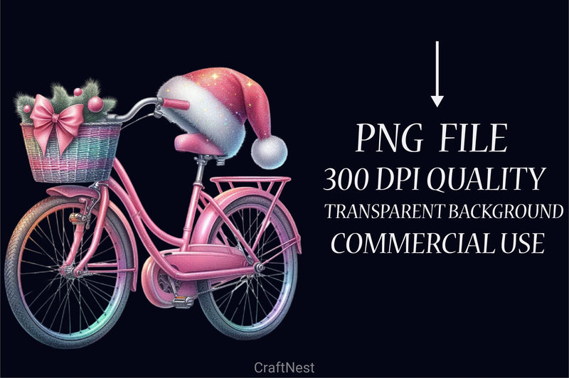 Christmas Bicycle Clipart Bundle - CraftNest - Digital Crafting and Art