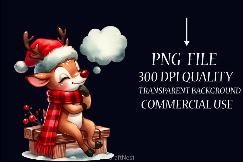 Christmas Reindeer Clipart Bundle 7 - CraftNest - Digital Crafting and Art