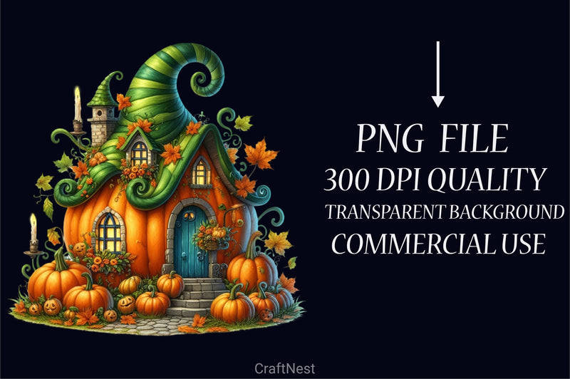 Halloween Pumpkin House Clipart Bundle 2 - CraftNest - Digital Crafting and Art