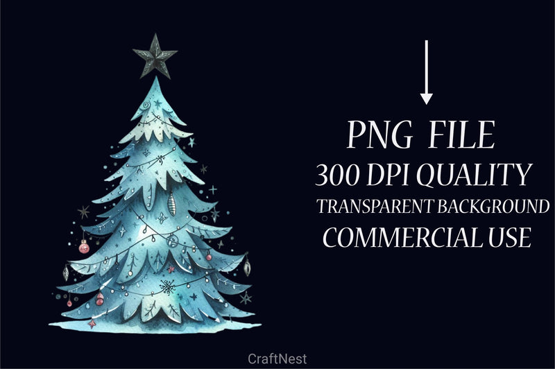 Blue Christmas Tree Clipart Bundle - CraftNest - Digital Crafting and Art