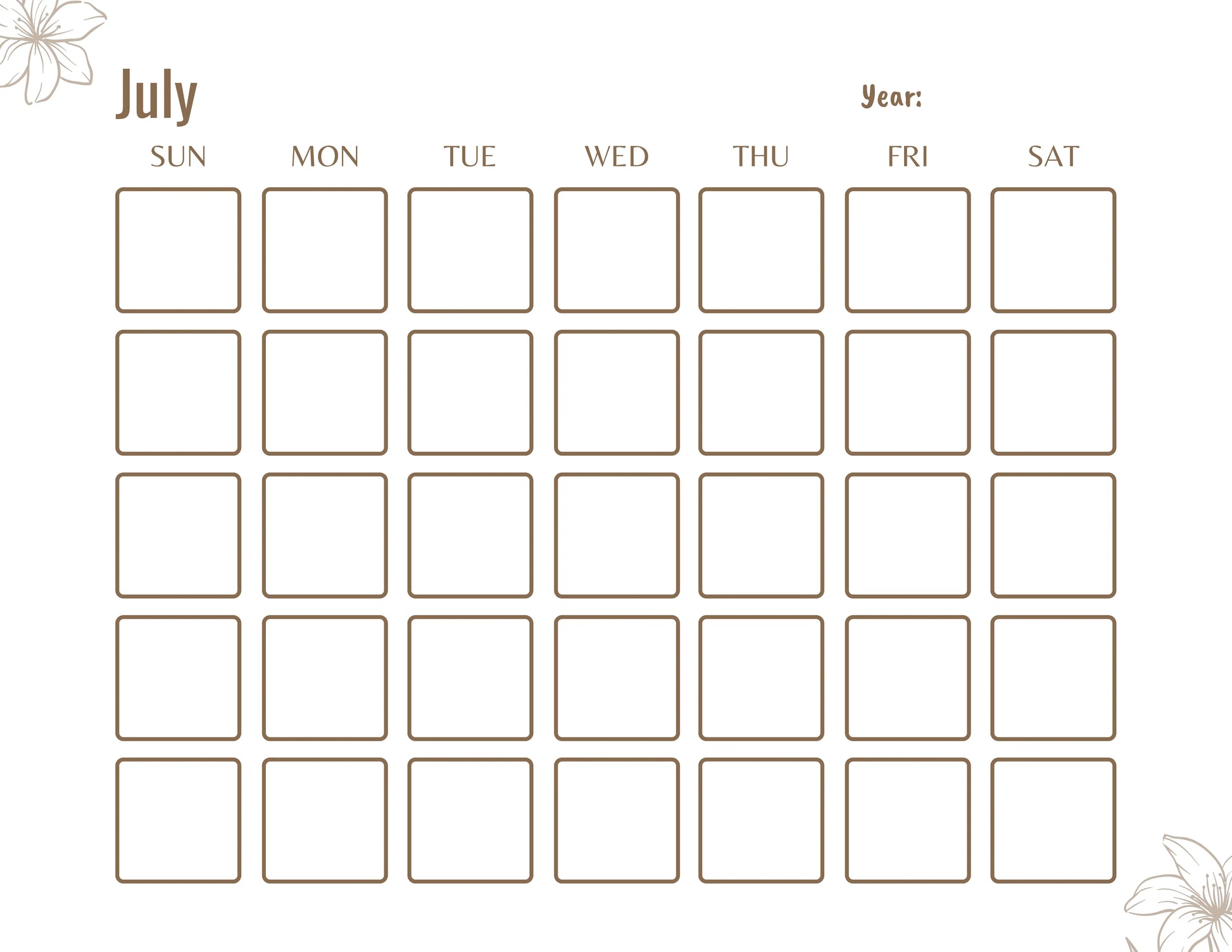 Blank Monthly Calendar KDP Planner - CraftNest - Digital Crafting and Art