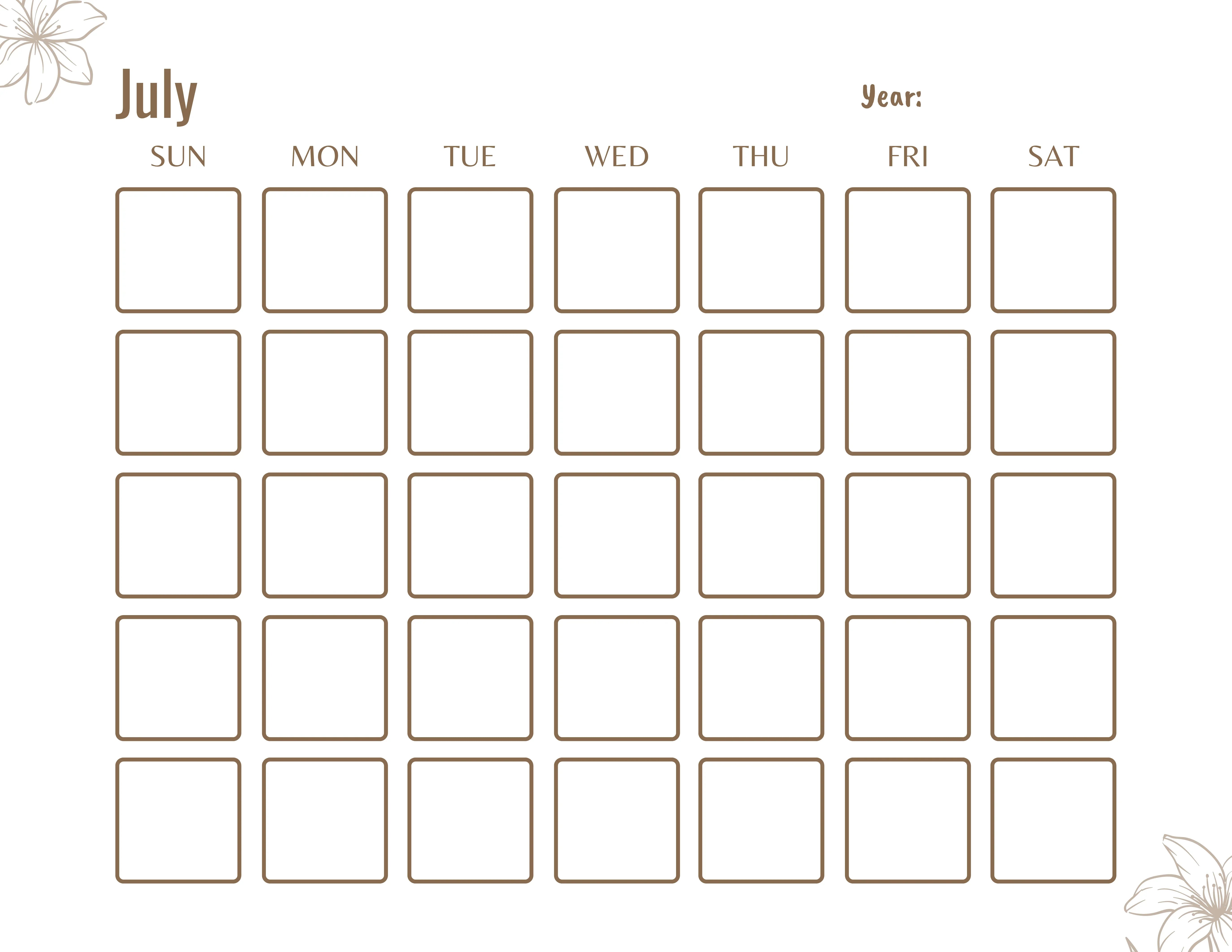 Blank Monthly Calendar KDP Planner - CraftNest - Digital Crafting and Art