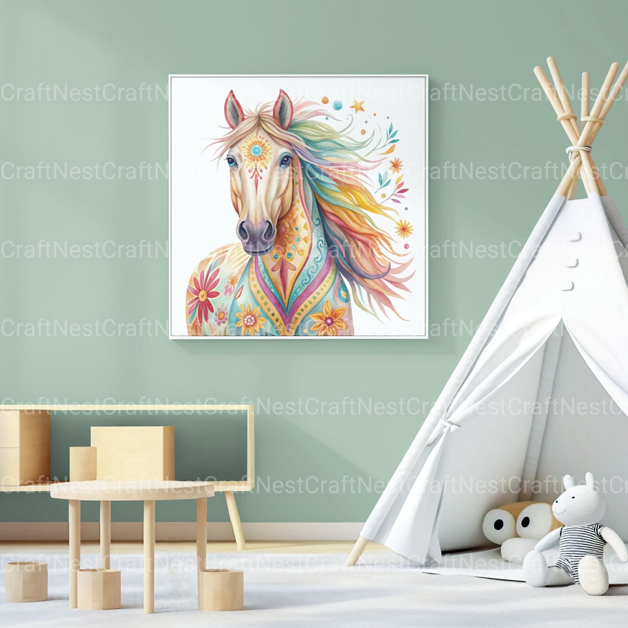 Horse Portraits Boho Clipart Bundle - CraftNest - Digital Crafting and Art