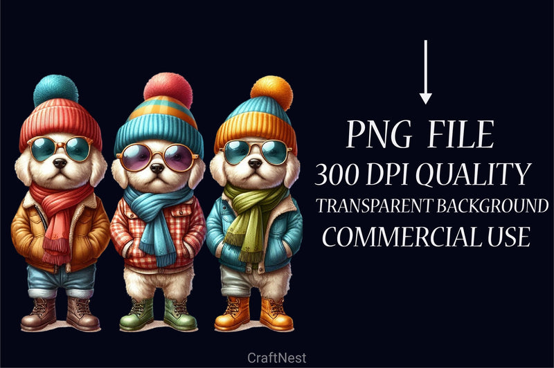 Winter Dogs Clipart Bundle - CraftNest - Digital Crafting and Art