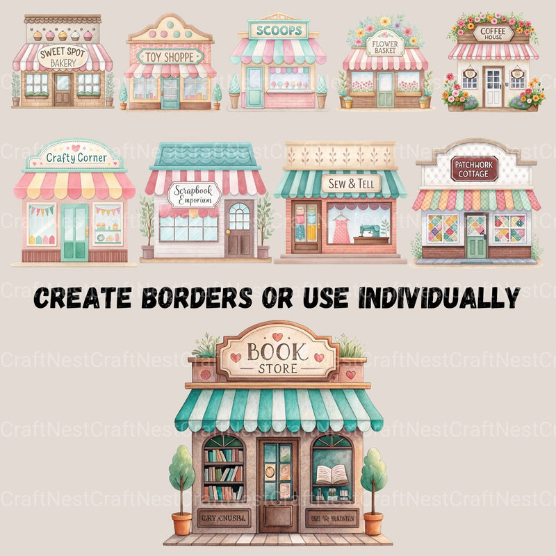 Village Shops Clipart Bundle - CraftNest - Digital Crafting and Art