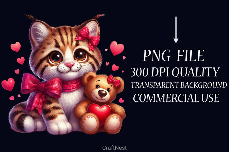 Valentine's Day Lynx Clipart Bundle - CraftNest - Digital Crafting and Art