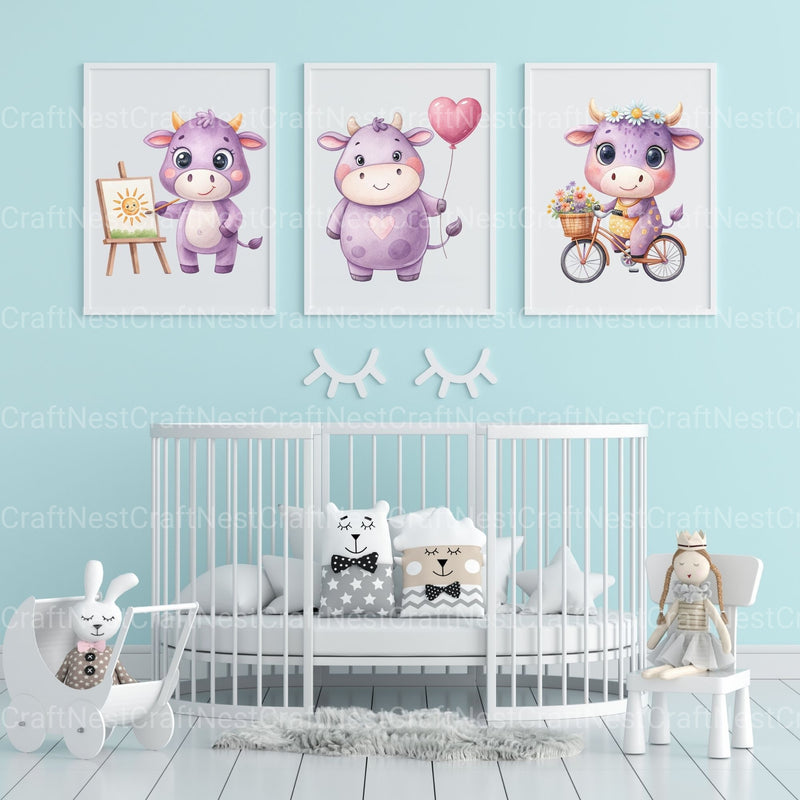 Purple Cows Clipart Bundle - CraftNest - Digital Crafting and Art