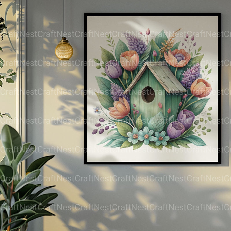 Birdhouses Flowers Clipart Bundle - CraftNest - Digital Crafting and Art