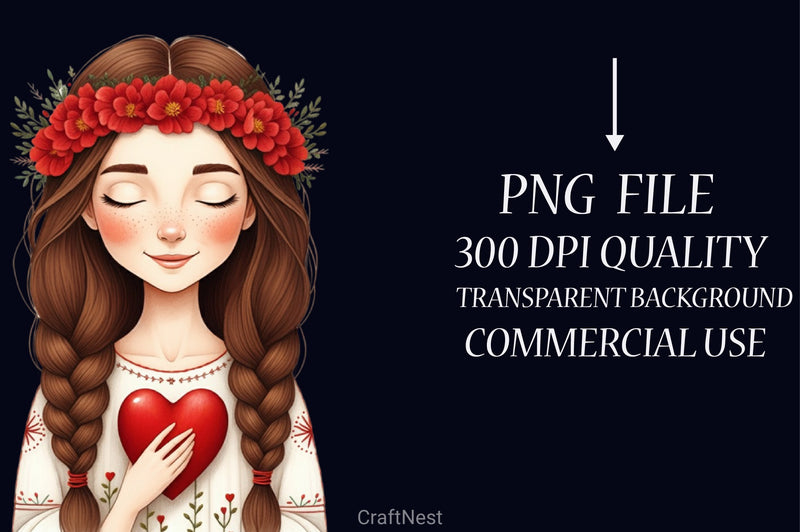 Beautiful Girl Heart Clipart Bundle - CraftNest - Digital Crafting and Art