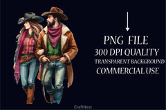 Cowboy & Woman Clipart Bundle - CraftNest - Digital Crafting and Art