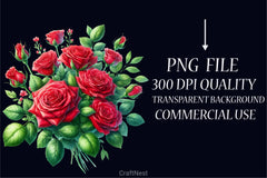Valentine Red Rose Clipart Bundle - CraftNest - Digital Crafting and Art