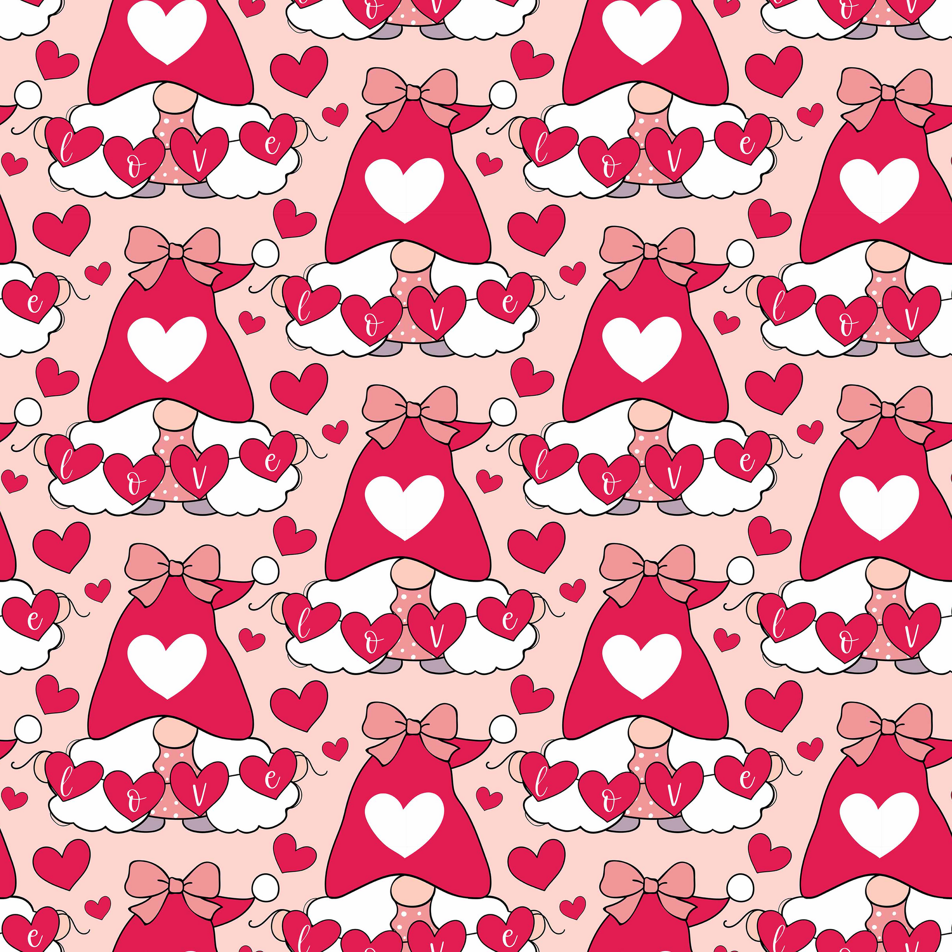 Valentines Day Gnome Seamless Digital Paper - CraftNest - Digital Crafting and Art