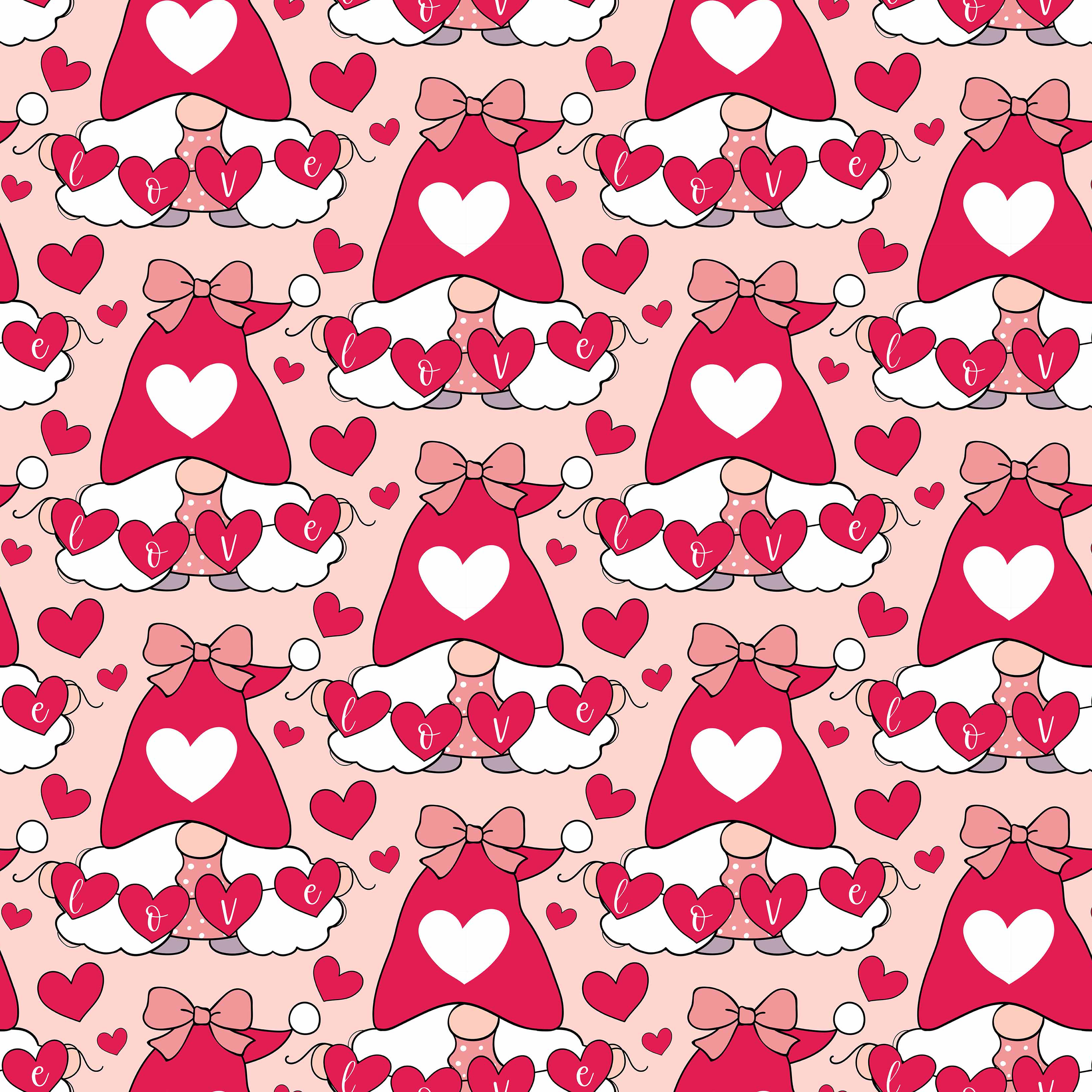 Valentines Day Gnome Seamless Digital Paper - CraftNest - Digital Crafting and Art