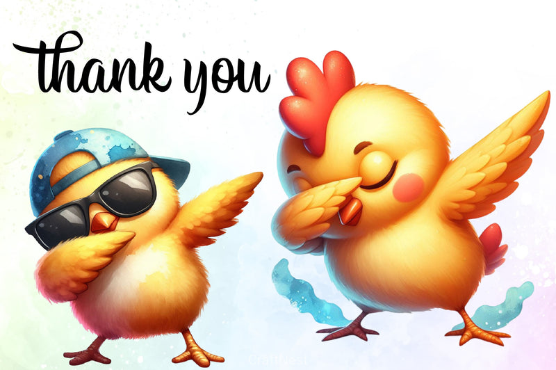 Cute Dabbing Chicken Clipart Bundle - CraftNest - Digital Crafting and Art
