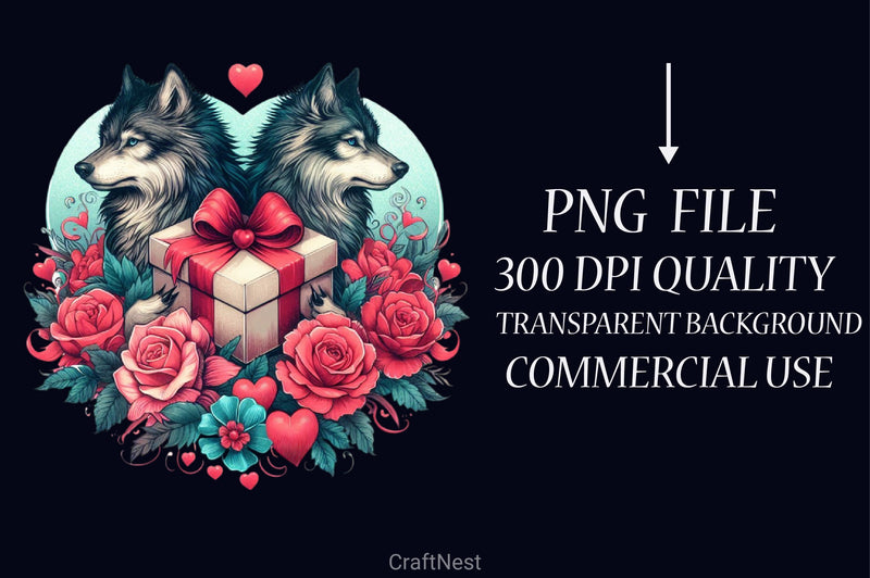 Valentine Wolf Clipart Bundle - CraftNest - Digital Crafting and Art