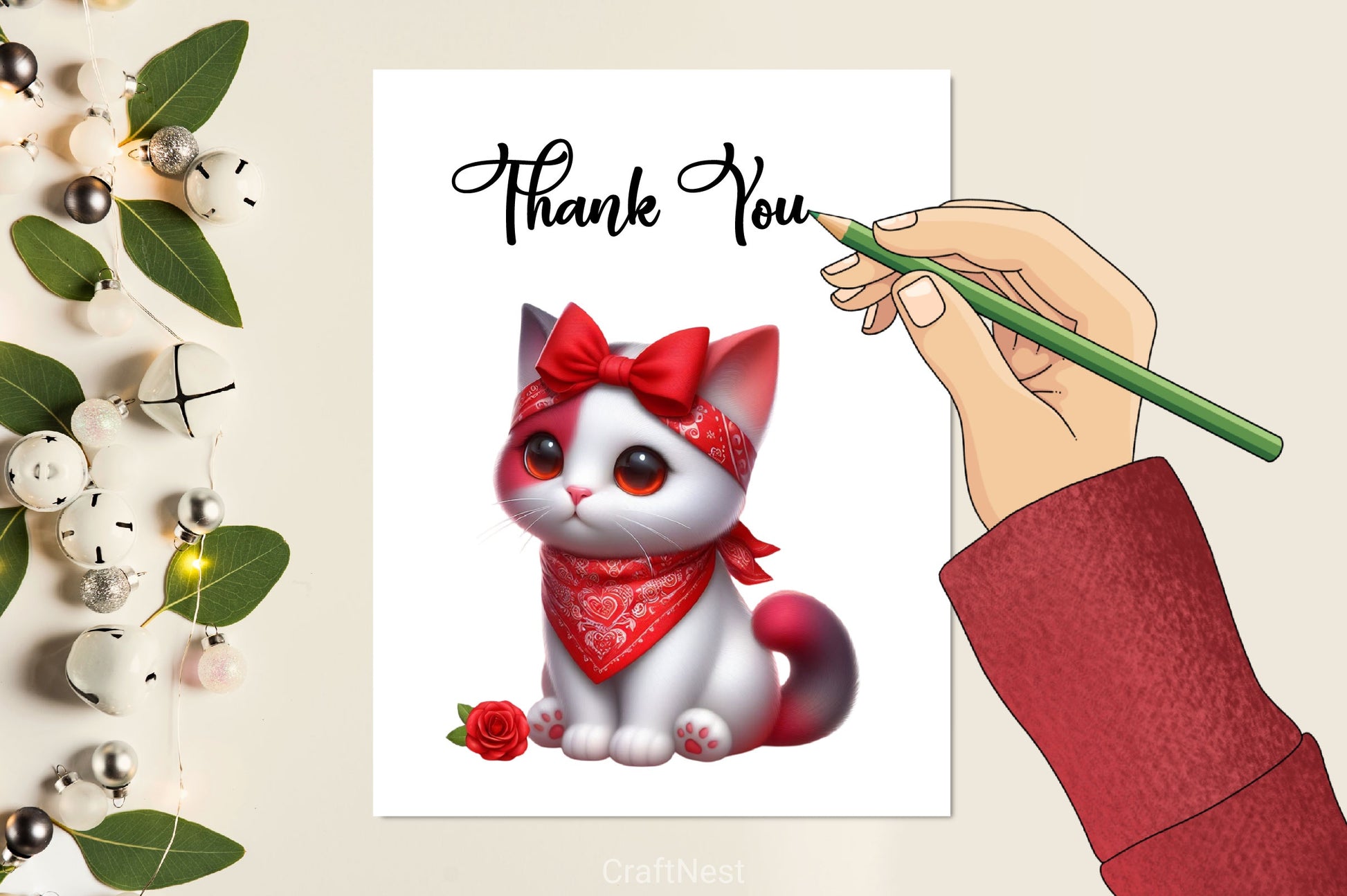 Valentine's Cat Bandana Clipart Bundle - CraftNest - Digital Crafting and Art