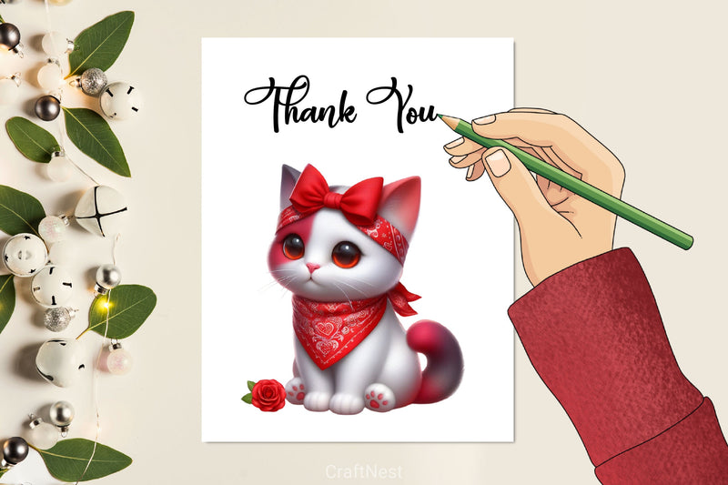 Valentine's Cat Bandana Clipart Bundle - CraftNest - Digital Crafting and Art