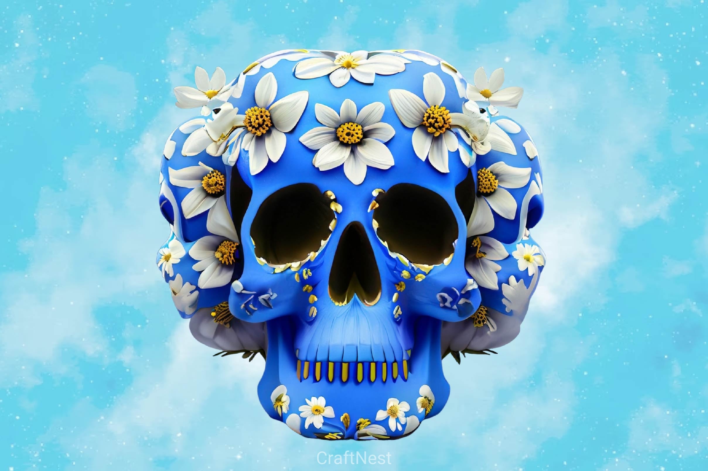 Royal Blue Floral Skulls Clipart Bundle - CraftNest - Digital Crafting and Art