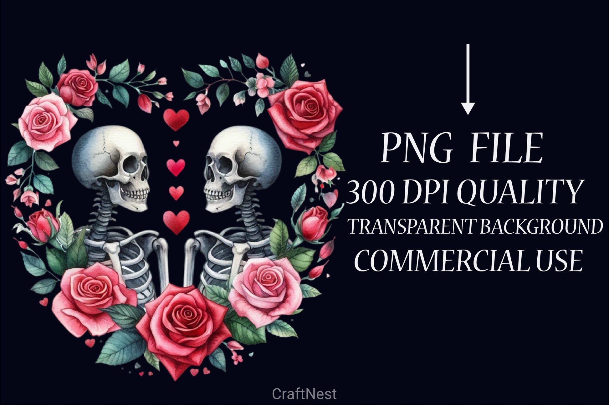 Valentine's Day Skull Heart Clipart Bundle - CraftNest - Digital Crafting and Art