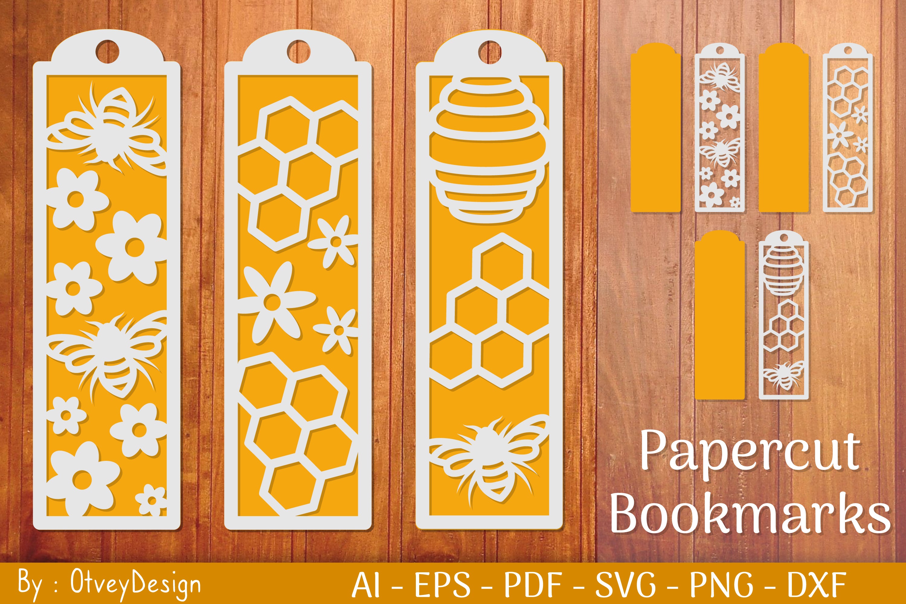 Bee Papercut Bookmarks SVG Bundle