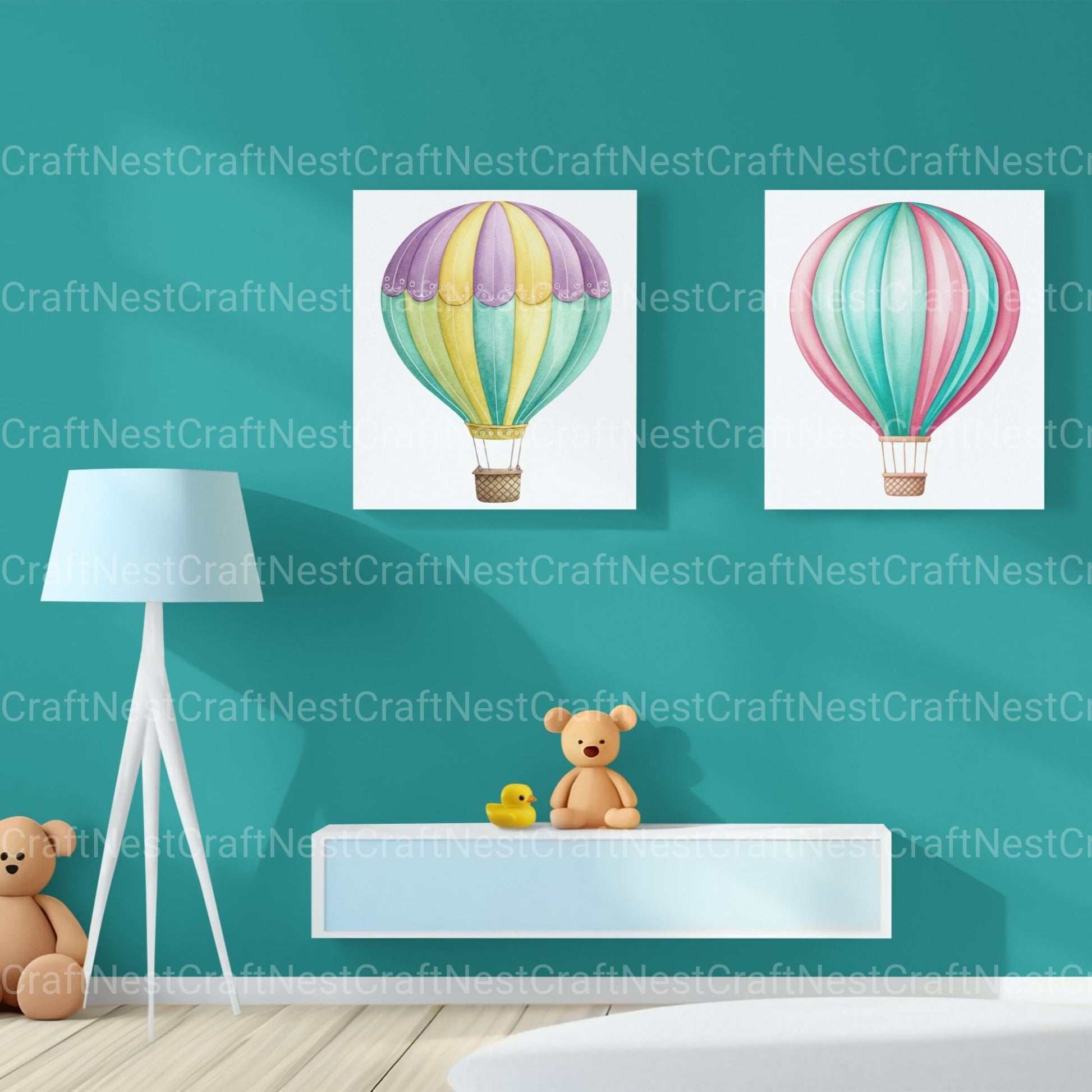 Hot Air Balloons Colorful Clipart Bundle - CraftNest - Digital Crafting and Art