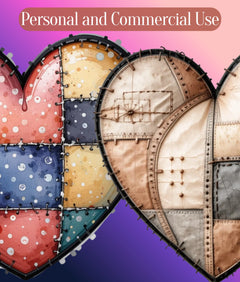 Patchwork Heart Clipart Bundle - CraftNest - Digital Crafting and Art
