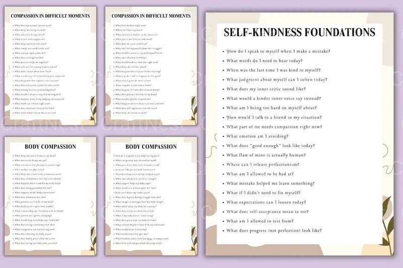 Self-Compassion Prompt Book for Personal Growth - CraftNest - Digital Crafting and Art