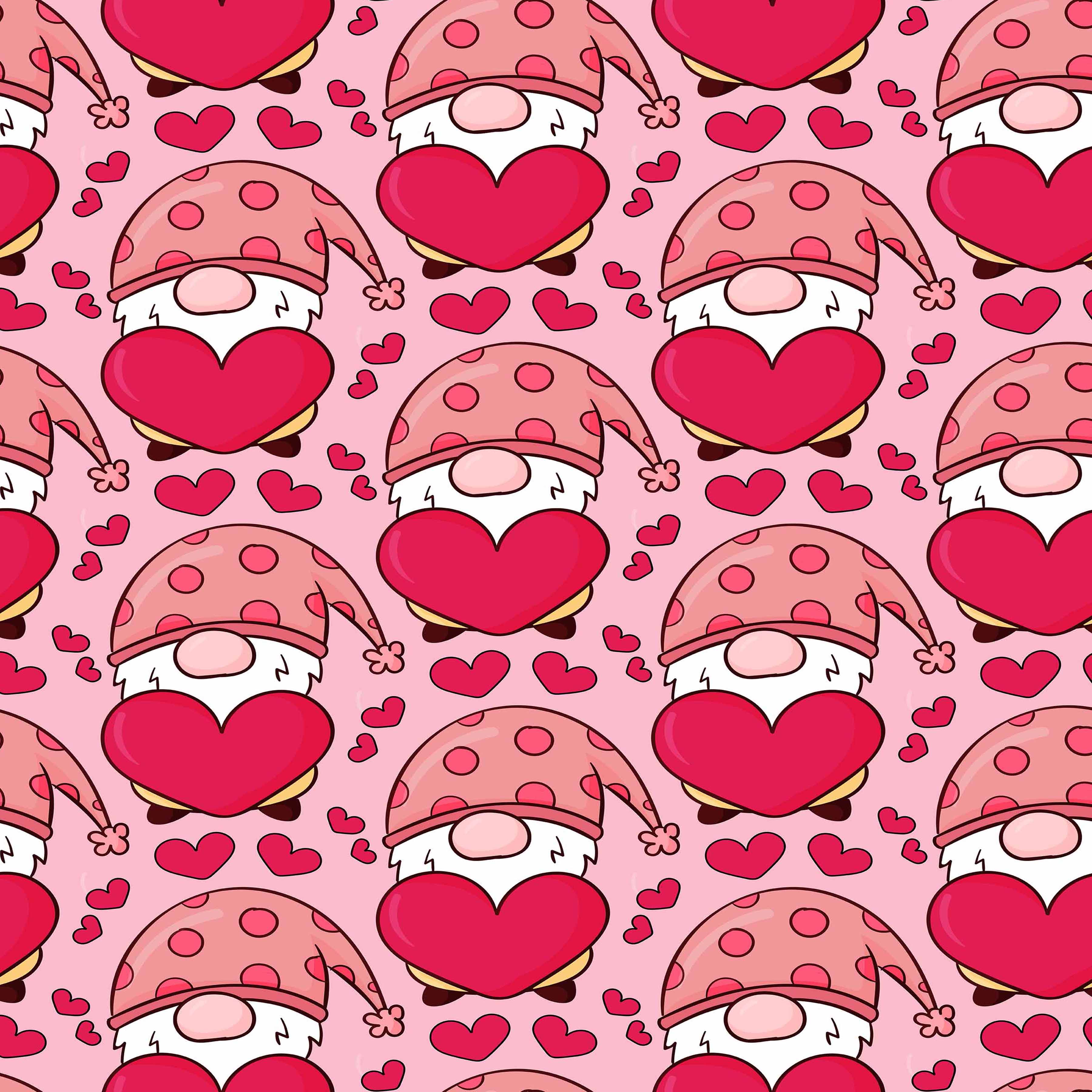 Valentines Day Gnome Seamless Digital Paper - CraftNest - Digital Crafting and Art